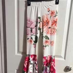 SHEIN Kids Floral Leggings - White, Pink, and Orange